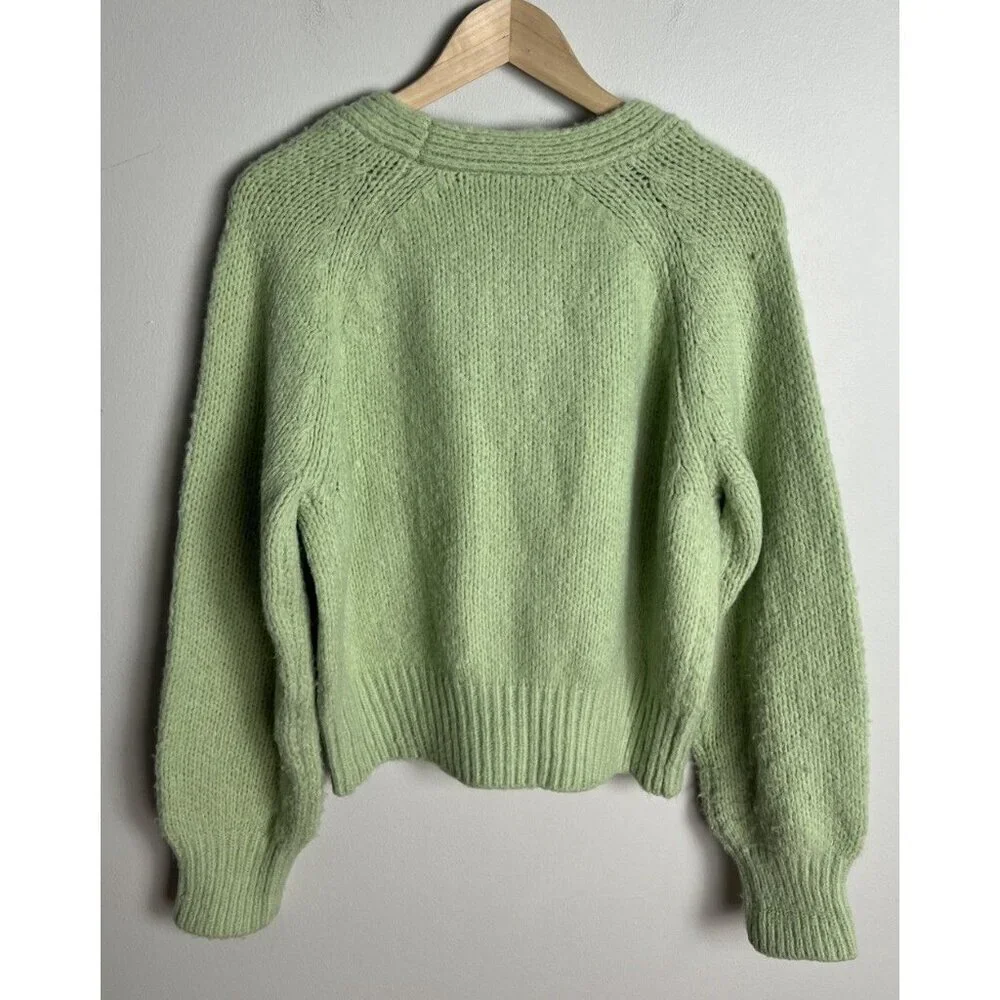 English Factory Green Floral Embroidered Cardigan Size Medium Cottagecore Womens - Picture 2 of 6